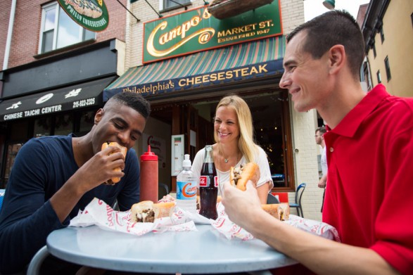 Philly Cheesesteak – 3 People Eating Cheesesteaks